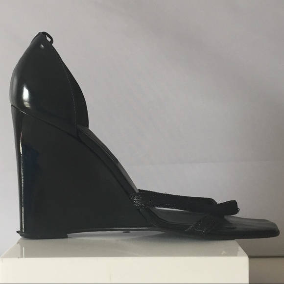 Gianni Versace Black Wedge Heels. Vintage - Picture 2 of 8